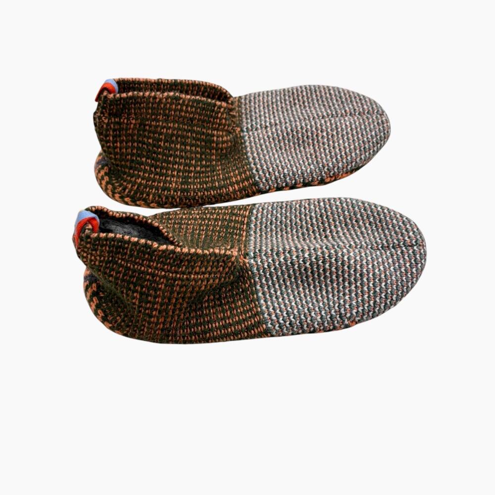 Bombas Gripper Slippers Womens Medium Orange Green Knit House Shoes Non Slip